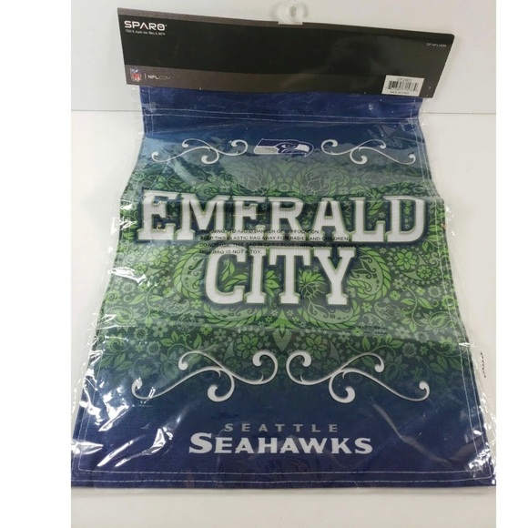 Seattle Seahawks Garden Flag with Hardware Stand Emerald City 13” X 18” - Picture 2 of 5